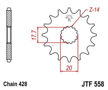 JT Zębatka przednia 577 14 Yamaha DT 125R(-2)