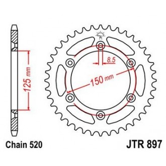 Zębatka tylna JTR897.50 520 KTM SX/EXC