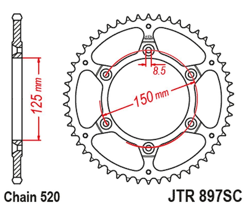 Zębatka tylna JTR897.50SC KTM SX/EXC ULTRALIGHT