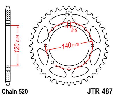 Zębatka tylna JT  JTR487.46 stalowa 46 zębów