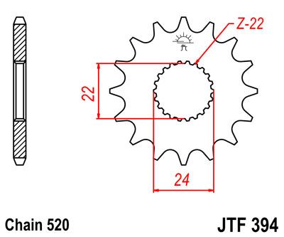 Zębatka przednia JTF394.14 14Z JT