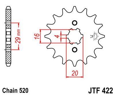 Zębatka przednia JTF422.12 JT